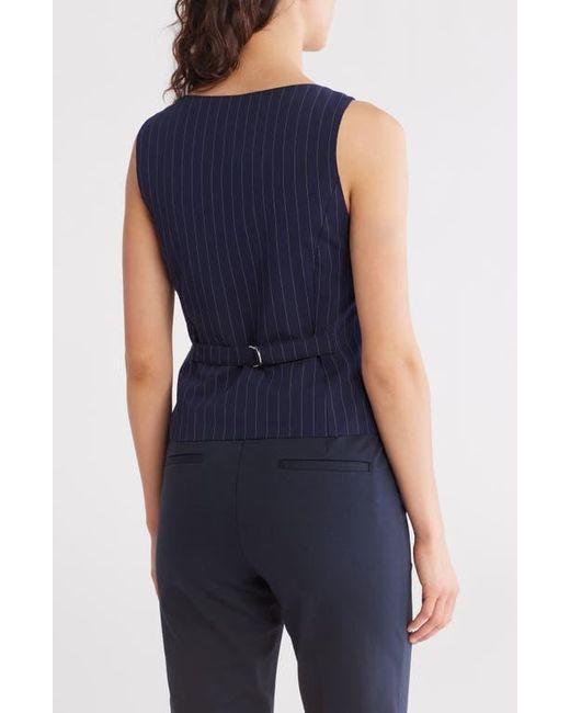 Blu Pepper Blue Pinstripe Fitted Button-Up Tank