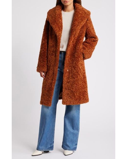 Sam Edelman Orange Shawl Collar Faux Shearling Coat