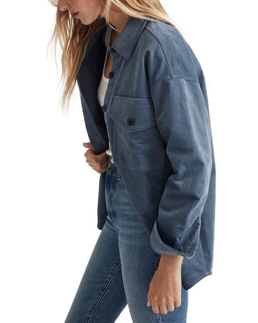 Madewell Stretch Twill Oversize Shirt Jacket in Blue Lyst