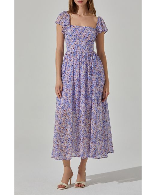 Astr Purple Floral Print Maxi Dress