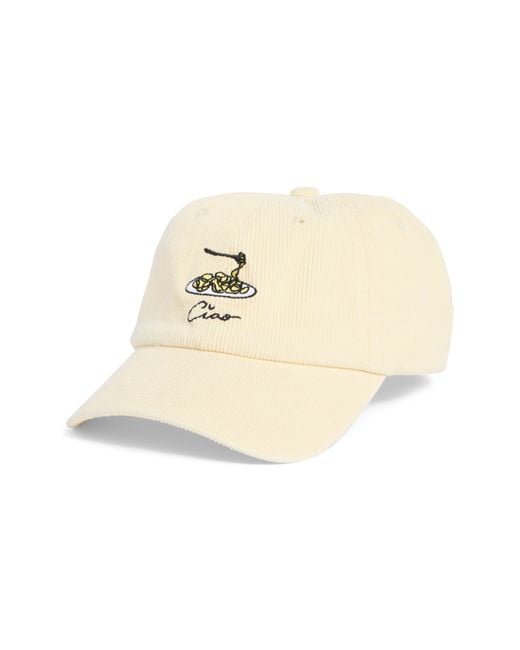 Frasier Sterling Natural Embroidered Ciao Pasta Baseball Cap