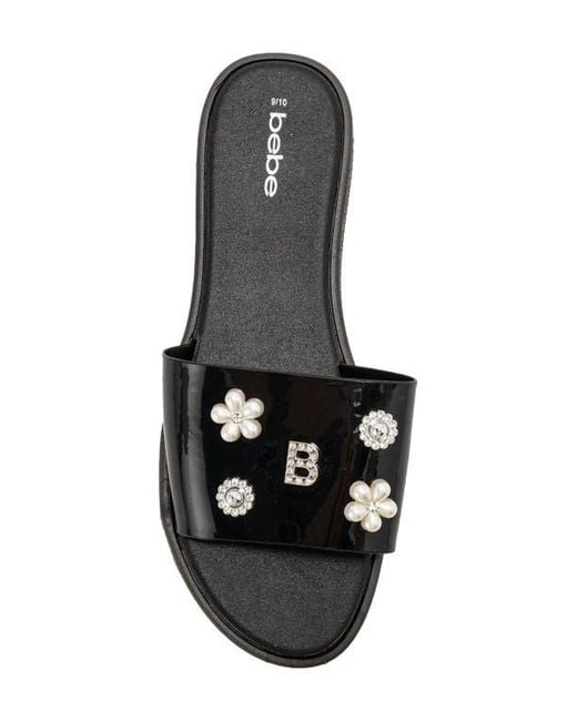 Bebe Black Charm Slide Sandal