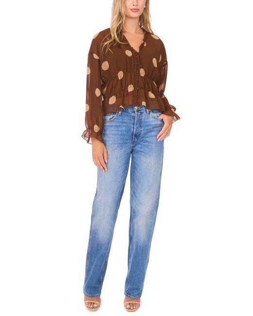 Parker Blue Shirred Waist Button-Up Top