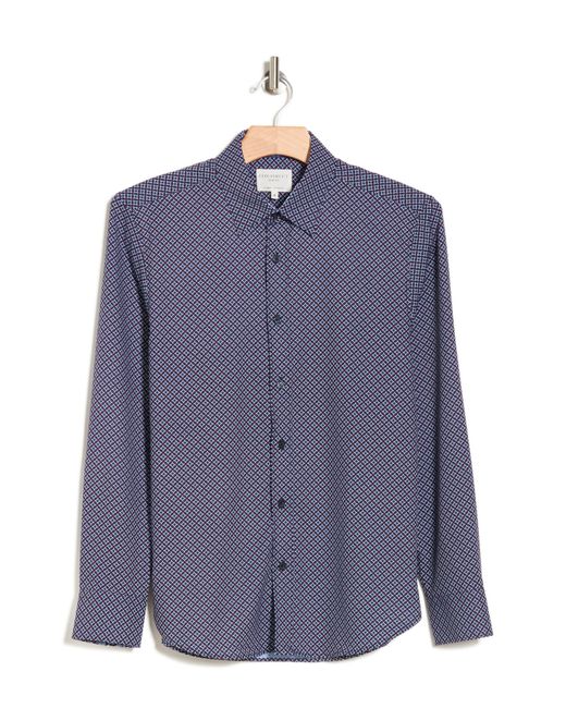 Con.struct Blue Abstract Trim Fit Button Up Shirt for men