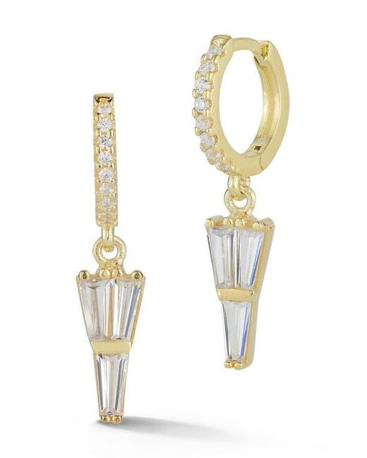 Glaze Jewelry White Cubic Zirconia Drop Huggie Hoop Earrings