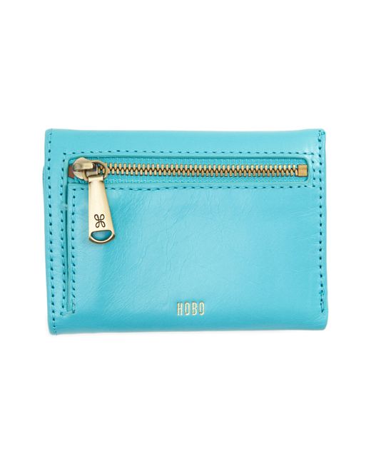 Hobo International Blue Mini Jill Leather Trifold Wallet