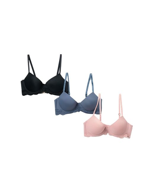 Lucky Brand Blue Lace Band Balconette Bra - Pack Of 3
