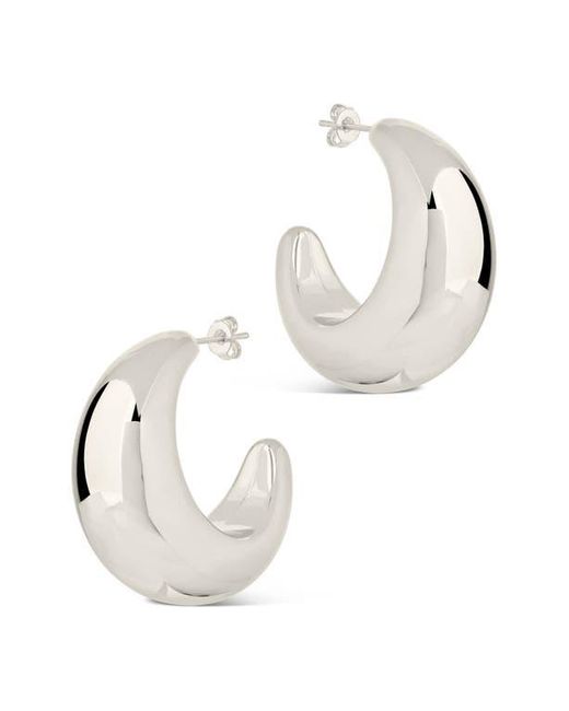 Sterling Forever Metallic Eclipse Hoop Earrings