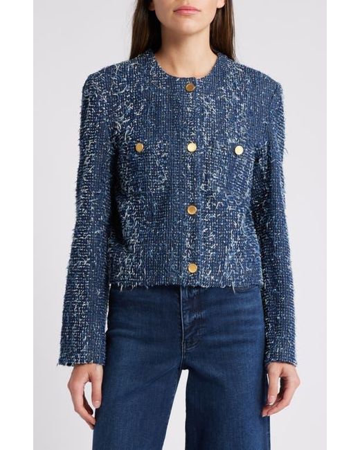 FRAME Blue Denim Bouclé Jacket