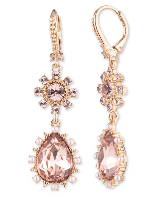 Marchesa Multicolor Crystal & Imitation Pearl Drop Earrings