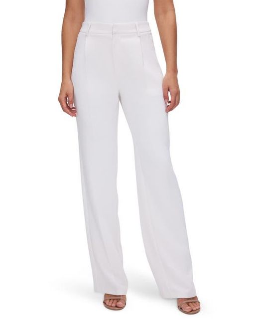 GOOD AMERICAN White Luxe Suiting Column Wide Leg Trousers