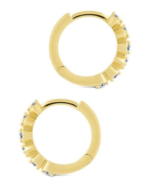 Sterling Forever Metallic Cassandra Cz Micro Hoop Earrings