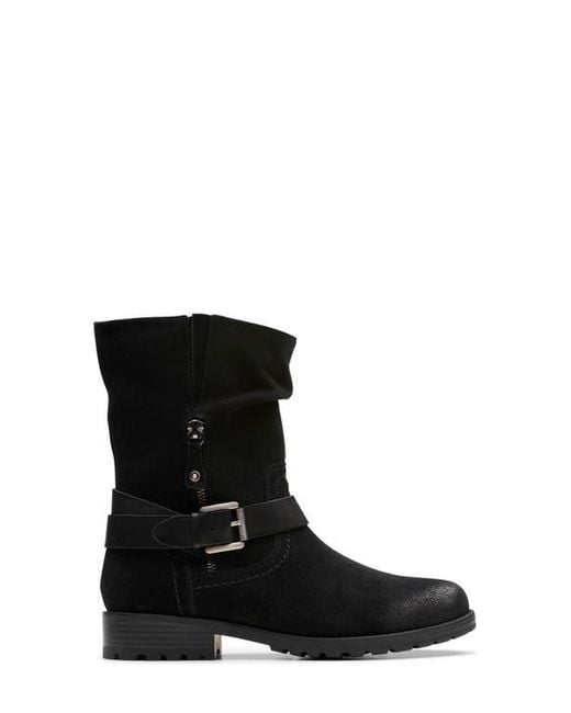 Clarks Black Nissini Burnished Leather Slouch Boot