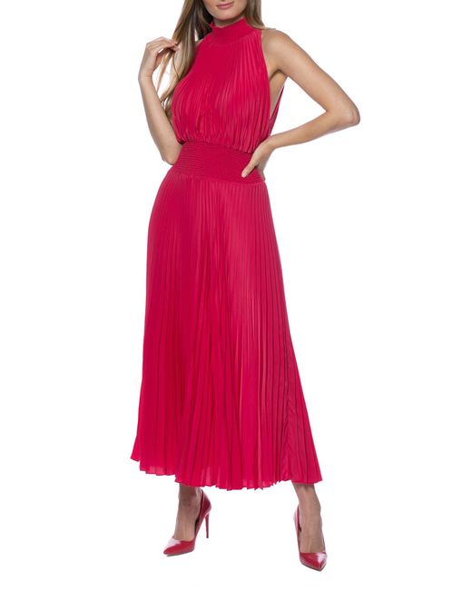 Marina Chiffon Pleated Midi Dress In Red At Nordstrom Rack Lyst