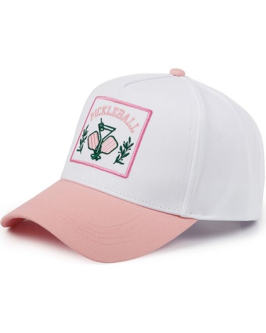 David & Young Pink Pickleball Embroidered Patch Cotton Baseball Cap
