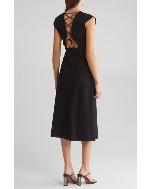 A.L.C. Black Amelie Cotton Lace-up Sheath Dress