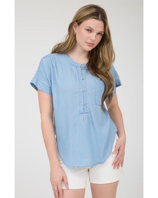 Blu Pepper Blue Button Up Stripe Top