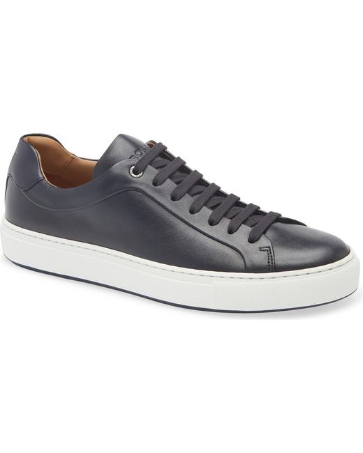 Boss Blue Mirage Lace-Up Leather Sneaker for men