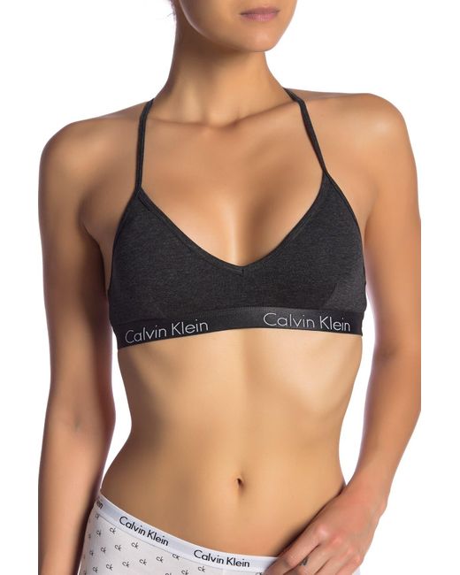 Calvin Klein Cotton V-neck Racerback Bralette In Charcoal Heathe At  Nordstrom Rack | Lyst