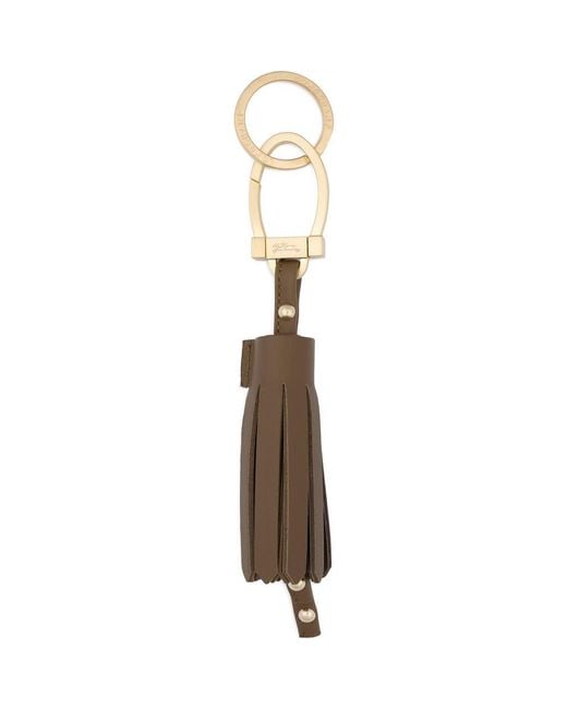 Longchamp White Tassel Key Ring