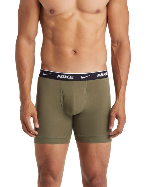Nike Green Dri-fit Essential Assorted 3-pack Stretch Cotton Boxer Briefs for men