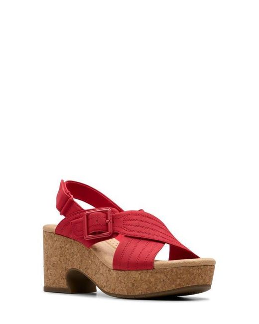 Clarks Red Nerisa Slingback Platform Sandal