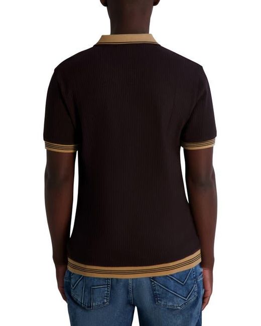 Karl Lagerfeld Black Textured Johnny Collar Polo for men