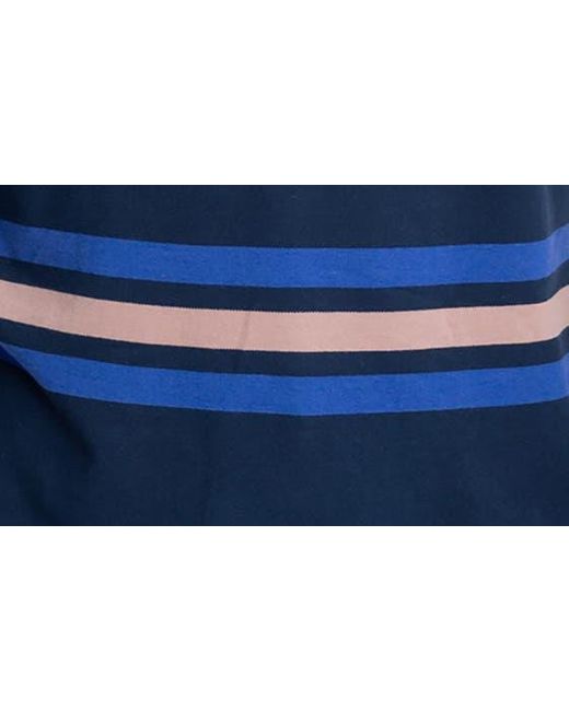 Threads For Thought Blue Ashby Stripe Long Sleeve Organic Cotton Blend Piqué Polo for men