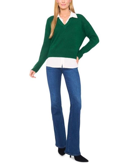 Halogen® Green Layered Look Sweater