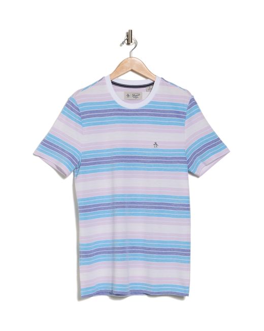 Original Penguin Blue Birdseye Piqué Stripe T-shirt for men