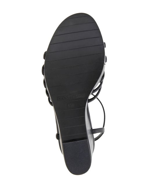 Kenneth Cole Black Celia Ankle Strap Platform Wedge Sandal