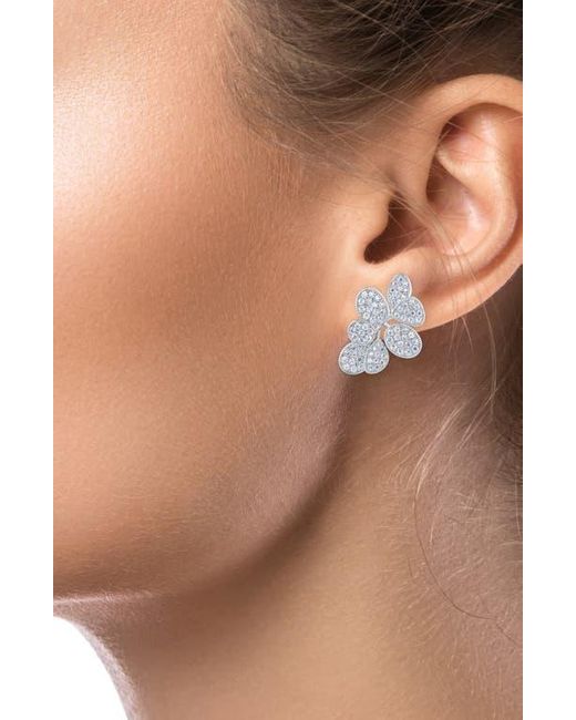Jardin Blue Pavé Cubic Zirconia Leaf Cluster Stud Earrings