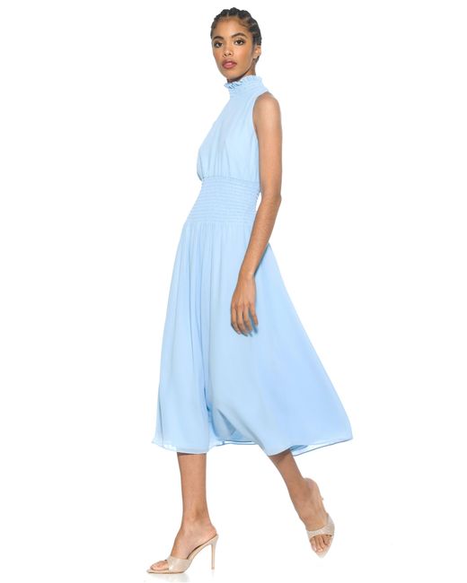 Alexia Admor Blue Landry Sleeveless Fit & Flare Midi Dress