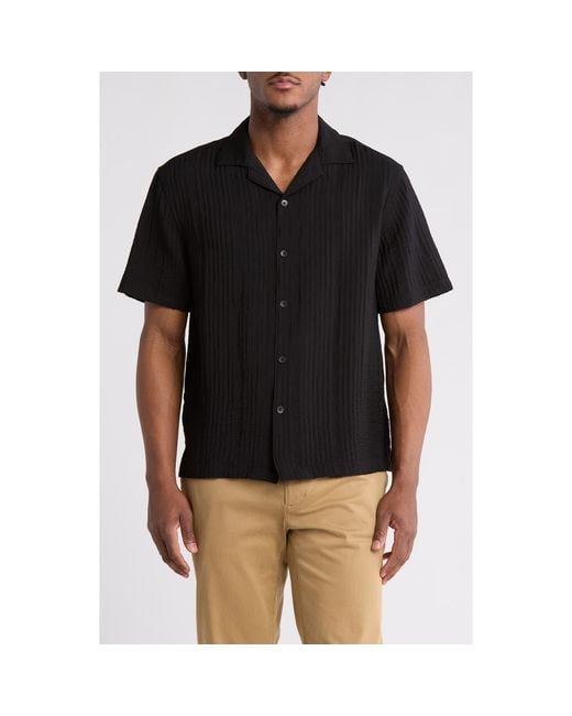 Cactus Man Black Relax Texture Short Sleeve Camp Shirt for men
