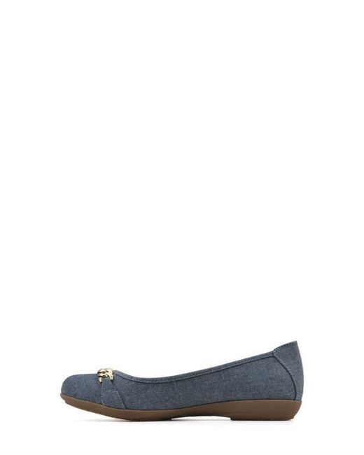 White Mountain Blue Chain Detail Slip-On Flats