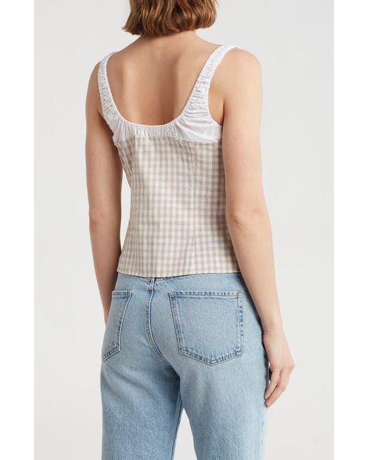 Elodie Bruno White Gingham Fitted Crop Top
