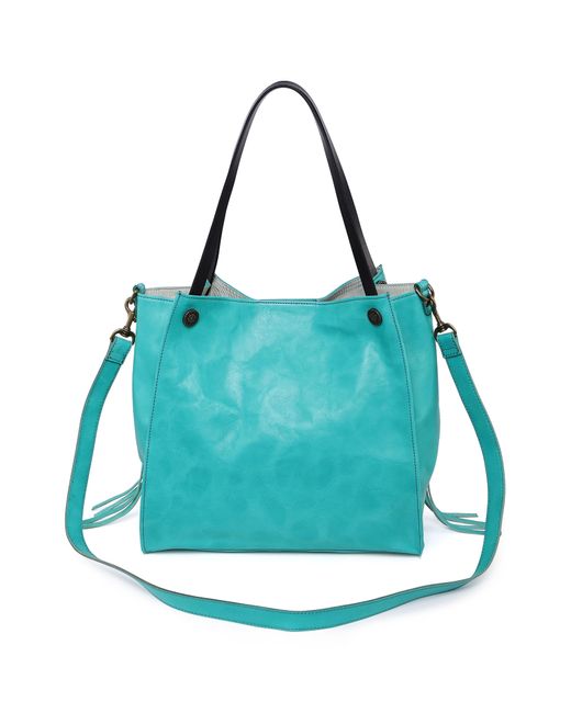 Old Trend Daisy Leather Tote Bag in Blue Lyst