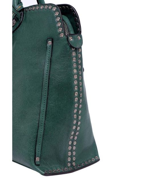 Old Trend Green Soul Stud Leather Satchel Bag