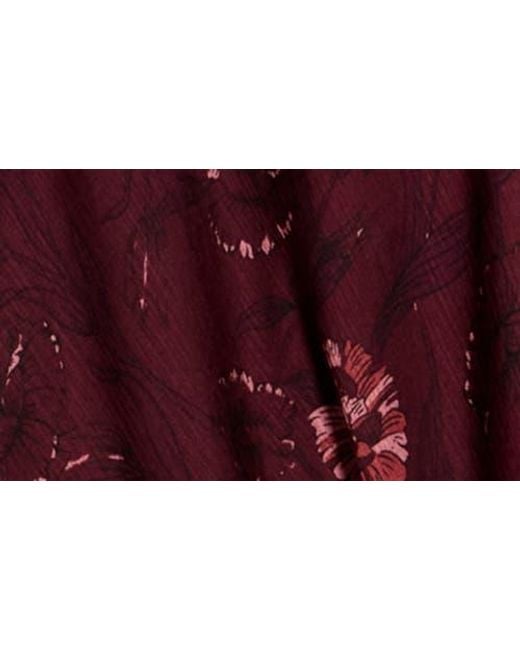 Tahari Red Long Sleeve Faux Wrap Blouse