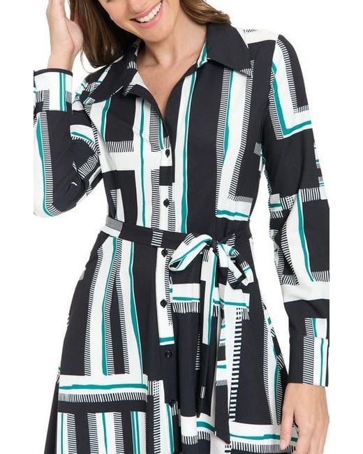 London Times Multicolor Long Sleeve Shirtdress