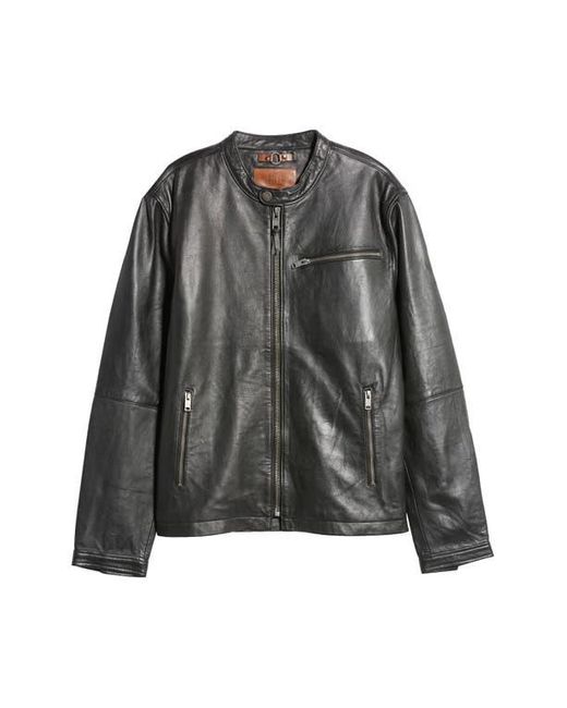 Frye Black Café Racer Leather Jacket for men