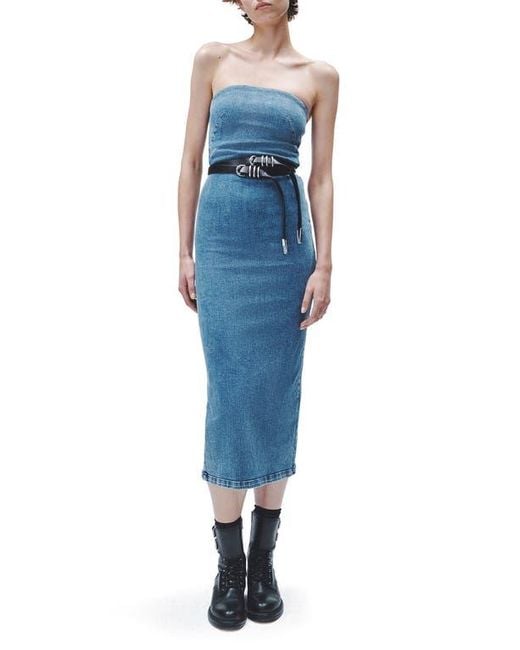 Rag & Bone Blue Jasmine Strapless Denim Midi Dress