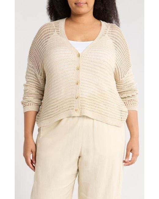 Max Studio Natural Open Stitch Cardigan
