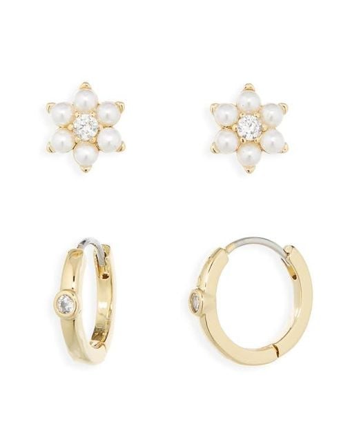 Kate Spade Multicolor Set Of 2 Faux Pearl Cluster Hoop Earrings