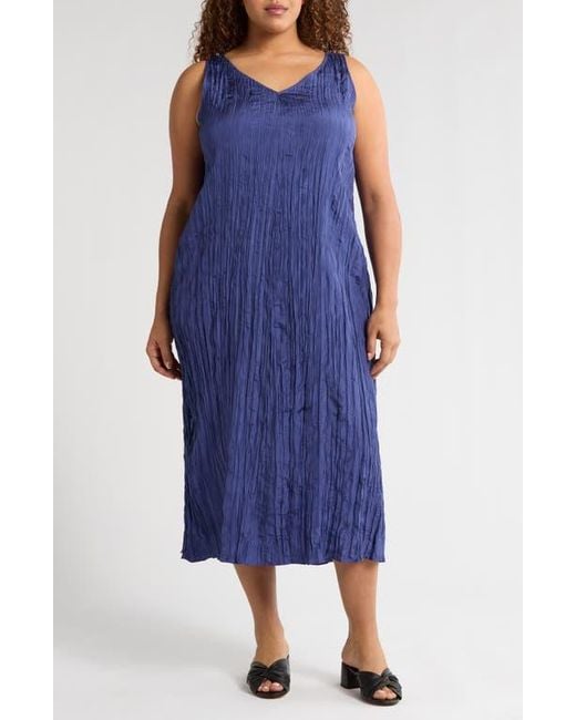 Eileen Fisher Women's Purple Crinkled Silk Dress