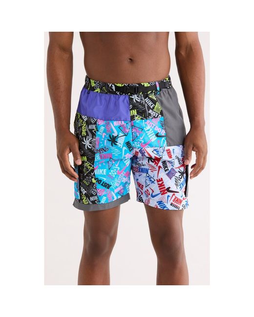 Nike Blue 7-Inch Volley Swim Trunks for men
