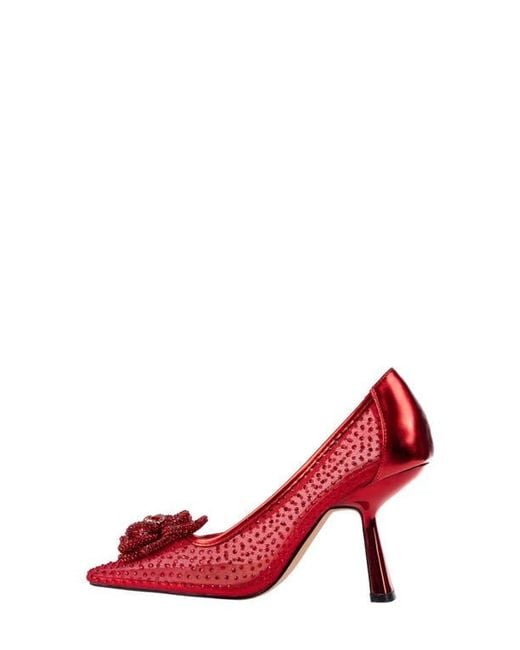 Lady Couture Red Rhinestone Mesh Pump