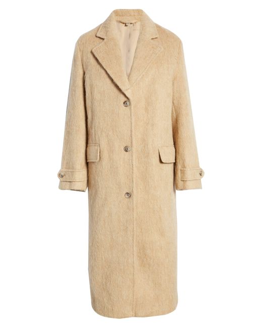 & Other Stories Natural & Fuzzy Wool Blend Longline Coat In Beige Med Dusty At Nordstrom Rack