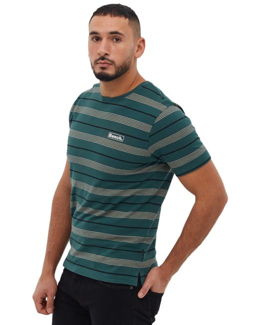 Bench Green Milos Striped Cotton T-shirt for men