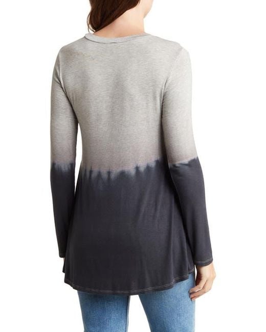 Go Couture Gray Crossover Front Long Sleeve Top